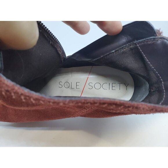 Sole Society Women's 8.5 Corinna Marsala Suede Ankle Booties With Zipper Closure - Picture 2 of 9